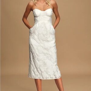 NWT Lulus From this Day Jacquard Midi Dress